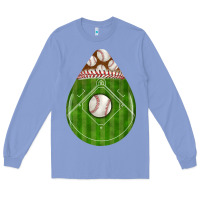 Colony Blue baseball and western roses teardrop Long Sleeve Tee - BundleAndBundleShop