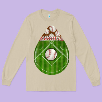 Baseball And Western Roses Teardrop Long Sleeve Tee Designed By Bundleandbundleshop