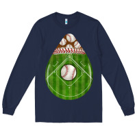 Navy baseball and western roses teardrop Long Sleeve Tee - BundleAndBundleShop