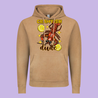 Mardi Gras Crawfish Dude Vintage Hoodie Designed By Fadigitalartstudio
