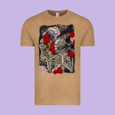 Two Skeletons Hugging Valentine's Day Vintage Tee Designed By Fadigitalartstudio