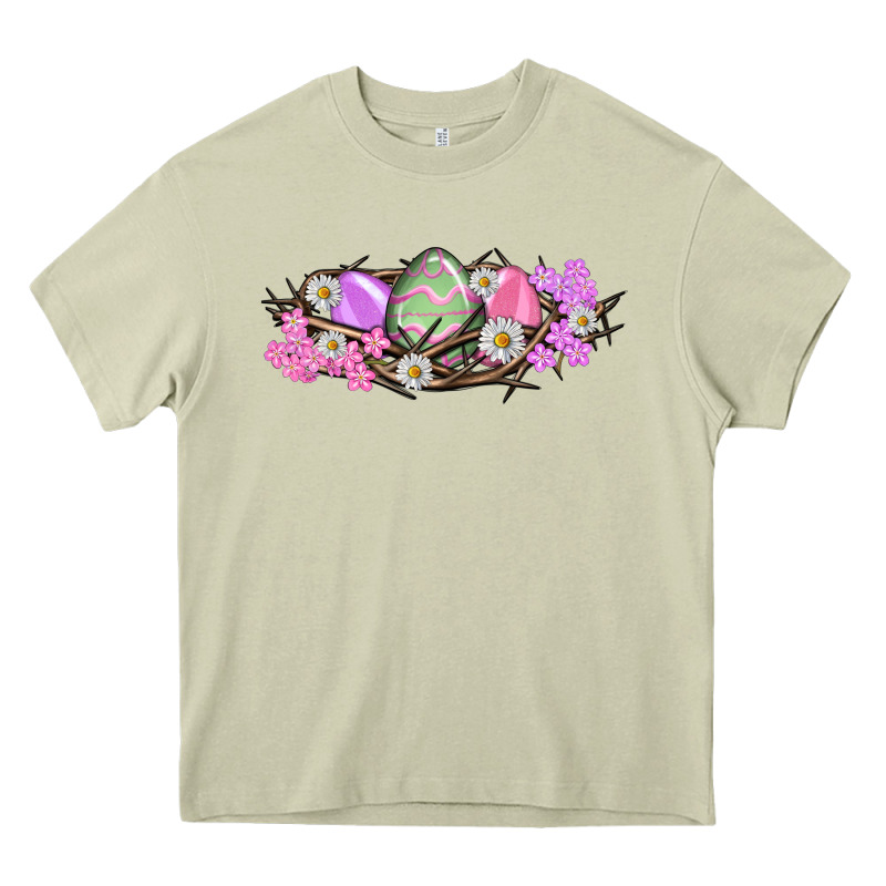 Easter Eggs And Crown Of Thorns Easter Day Heavy Core Tee by HowdyJamesFarm | Teevron