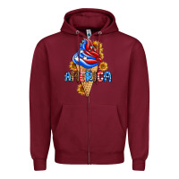 Burgundy ice cream america Zipper Hoodie - AdoDesignShop