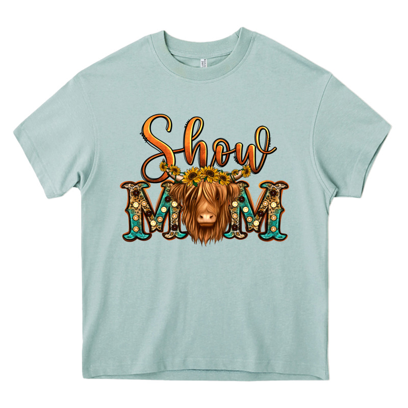 Show Mom Long Haired Cow Heavy Core Tee by Jasminsmagicworld | Teevron