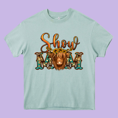 Show Mom Long Haired Cow Heavy Core Tee Designed By Jasminsmagicworld