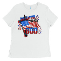 White One nation under god 4th of july Ladies Tee - CowGirlArtShop