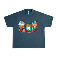 Midnight Navy Dentist Coffee Cups Urban Heavy Tee - FaDigitalArtStudio