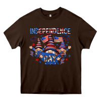 Chocolate Brown Independence Day with gnomies Heavy Core Tee - HowdyJamesFarm