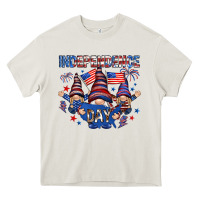 Cream Independence Day with gnomies Heavy Core Tee - HowdyJamesFarm