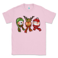 Bubblegum Pink christmas reindeer polar bear snowman Classic Tee - CowGirlArtShop