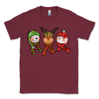 Burgundy christmas reindeer polar bear snowman Classic Tee - CowGirlArtShop