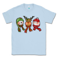 Dusty Blue christmas reindeer polar bear snowman Classic Tee - CowGirlArtShop