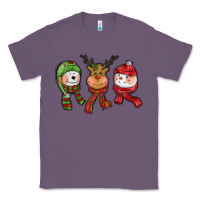 Lavender christmas reindeer polar bear snowman Classic Tee - CowGirlArtShop