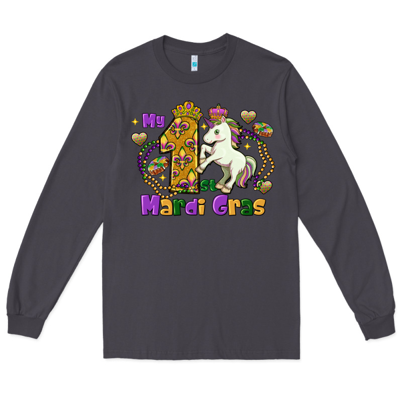 My First Mardi Gras Unicorn Long Sleeve Tee by FaDigitalArtStudio | Teevron