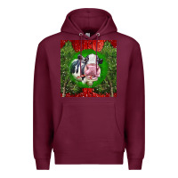 Burgundy christmas holstein Premium Hoodie - LillyAllenDesigns