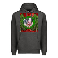 Charcoal Heather christmas holstein Premium Hoodie - LillyAllenDesigns