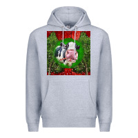 Heather Grey christmas holstein Premium Hoodie - LillyAllenDesigns