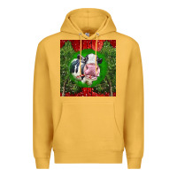 Mustard christmas holstein Premium Hoodie - LillyAllenDesigns