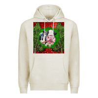 Oatmeal Heather christmas holstein Premium Hoodie - LillyAllenDesigns