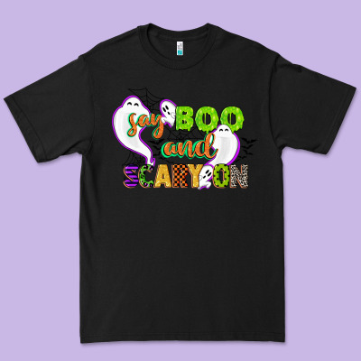 Say Boo And Scary On Premium Tee Designed By Cowgirlartshop