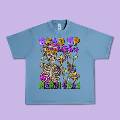 Bead Up Bitches It's Mardi Gras Skeleton Urban Heavy Tee Designed By Fadigitalartstudio