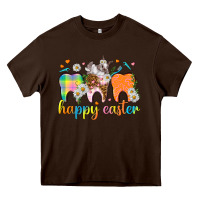Chocolate Brown Happy Easter Dental Easter Day Heavy Core Tee - HowdyJamesFarm