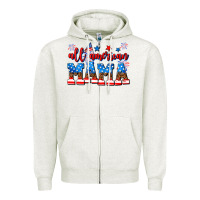 Oatmeal Heather all american mama Zipper Hoodie - AdoDesignShop