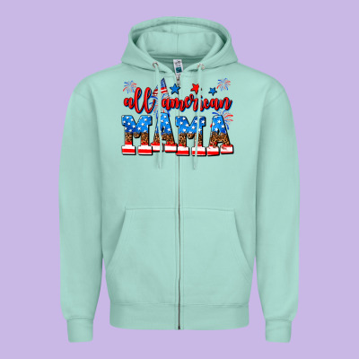 All American Mama Zipper Hoodie Designed By Adodesignshop