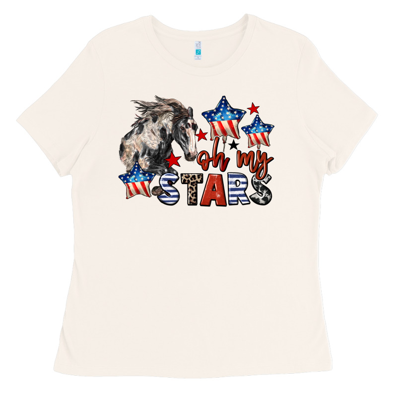 Oh My Stars Horse 4th Of July Ladies Tee by CowGirlArtShop | Teevron