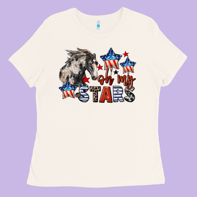 Oh My Stars Horse 4th Of July Ladies Tee Designed By Cowgirlartshop