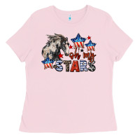 Bubblegum Pink Oh my stars horse 4th of july Ladies Tee - CowGirlArtShop