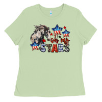 Matcha Oh my stars horse 4th of july Ladies Tee - CowGirlArtShop