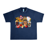 Navy School Bus Coffee Cups Urban Heavy Tee - FaDigitalArtStudio