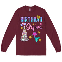 Burgundy Birthday Girl 9 Long Sleeve Tee - BundleAndBundleShop