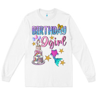 White Birthday Girl 9 Long Sleeve Tee - BundleAndBundleShop