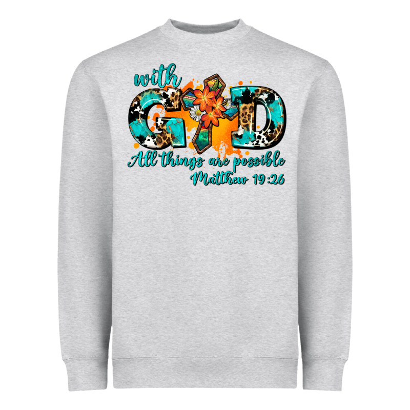 With God All Things Are Possible. Cross Heavyweight Sweatshirt by AdoDesignShop | Teevron