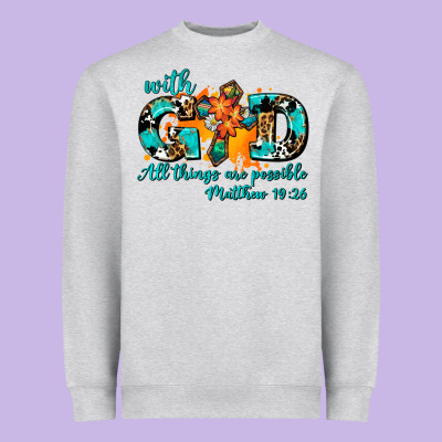 With God All Things Are Possible. Cross Heavyweight Sweatshirt Designed By Adodesignshop