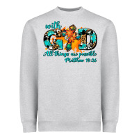 Heather Grey with god all things are possible. cross Heavyweight Sweatshirt - AdoDesignShop