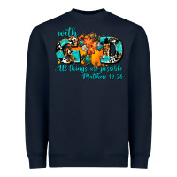 Navy with god all things are possible. cross Heavyweight Sweatshirt - AdoDesignShop