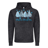Vintage Black merry christmas blue trees Vintage Hoodie - FaDigitalArtStudio