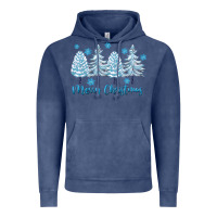 Vintage Denim merry christmas blue trees Vintage Hoodie - FaDigitalArtStudio