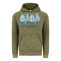 Vintage Olive merry christmas blue trees Vintage Hoodie - FaDigitalArtStudio