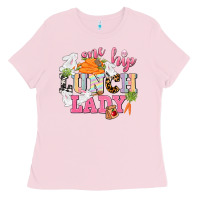 Bubblegum Pink One hip Lunch Lady Easter Day Ladies Tee - CowGirlArtShop