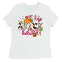 White One hip Lunch Lady Easter Day Ladies Tee - CowGirlArtShop