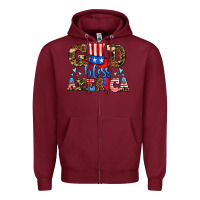 Burgundy god bless america Zipper Hoodie - AdoDesignShop