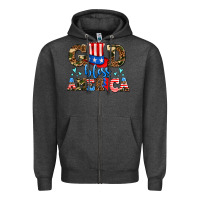 Charcoal Heather god bless america Zipper Hoodie - AdoDesignShop