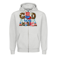 Dove Grey god bless america Zipper Hoodie - AdoDesignShop