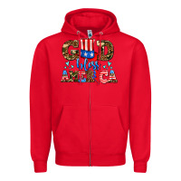 Red god bless america Zipper Hoodie - AdoDesignShop