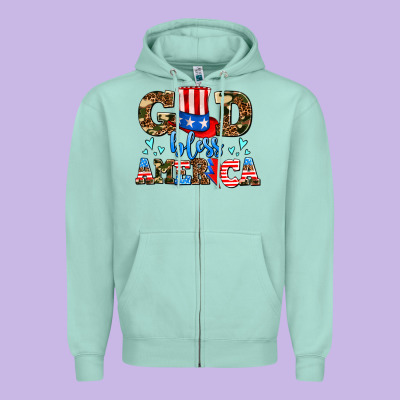 God Bless America Zipper Hoodie Designed By Adodesignshop
