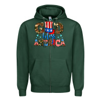 Sports Green god bless america Zipper Hoodie - AdoDesignShop